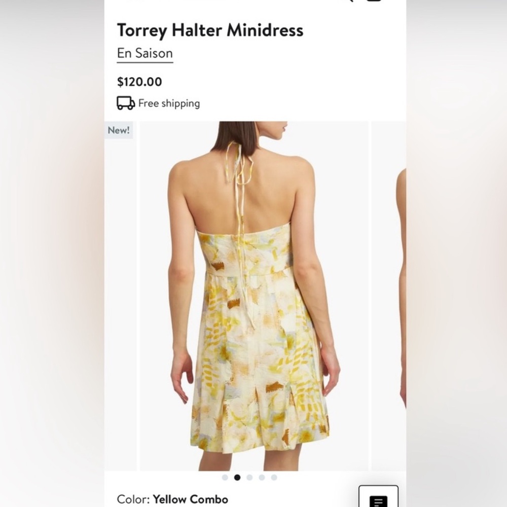En Saison Torrey Halter Dress in Yellow Combo Size M